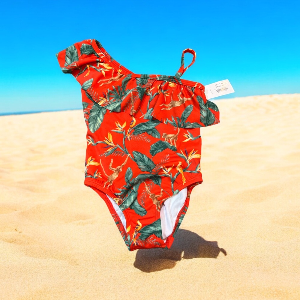 Janie and Jack — 2T Red Tropical One Piece Swimsuit — used 1x!
